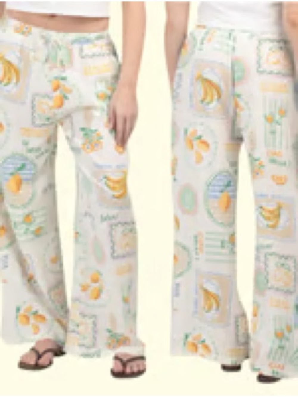 Label Of Love lemon Patterned Wide Leg Pants coastal Mediterranean travel large